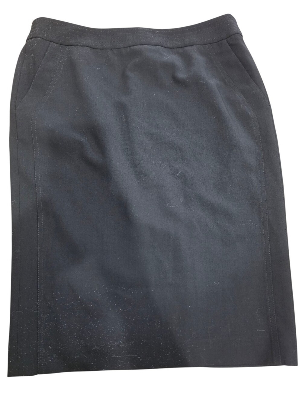 Armani Collezioni Black Virgin Wool Tailored Skirt Size 6 Back Vent Career